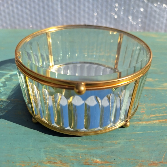 Glass Display Box Gold Metal Jewelry Box Display Case Holder Stained Glass - Picture 11 of 16